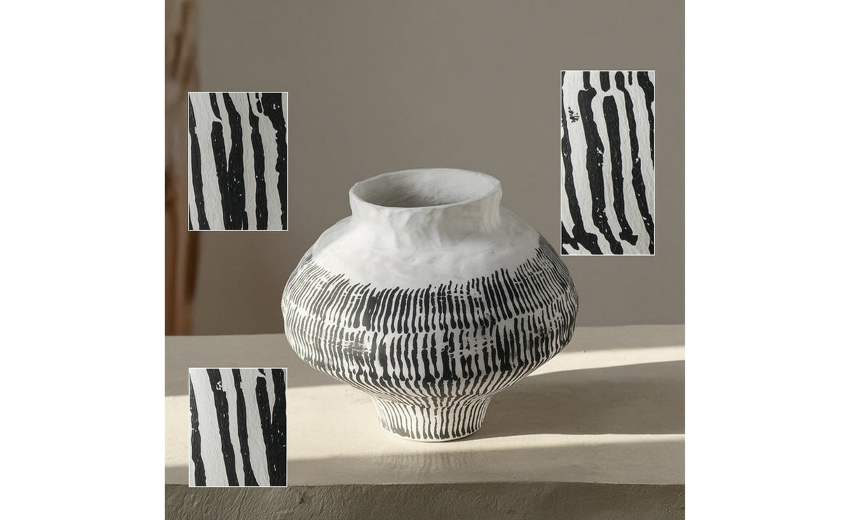 Ceramic Vase Irregular Decorative Vase Low-Profile Vessel for Simplicity Lovers, Mantel