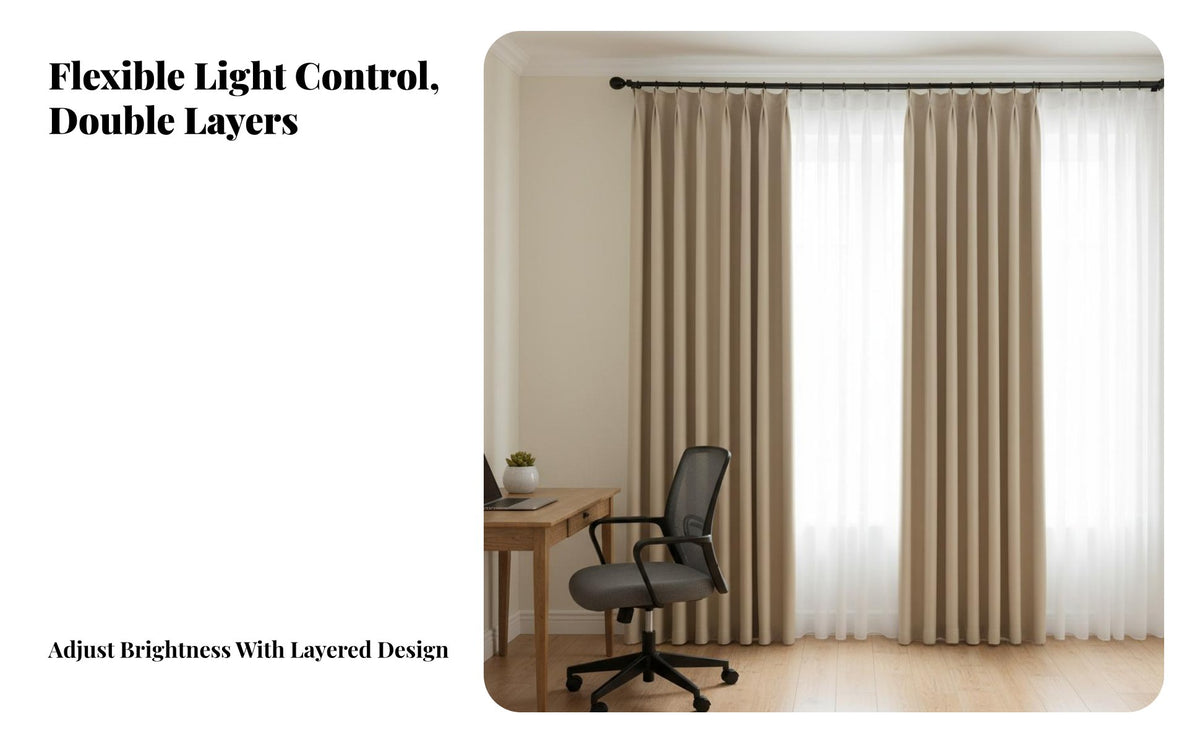 Uniform Color Light-Blocking Panel Sun Protection Window Covering 90% Light Blocking Drapery for Renters, Homeowners, Bedroom, Home Office