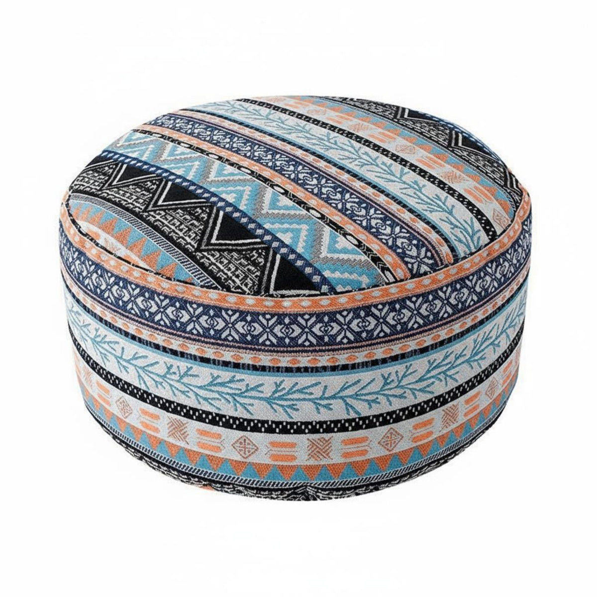 Portable Handle Round Bohemian Pouf Lightweight Design Round Futon Cushion Wear-Resistant Material for Teens, Bay Window, Living Room