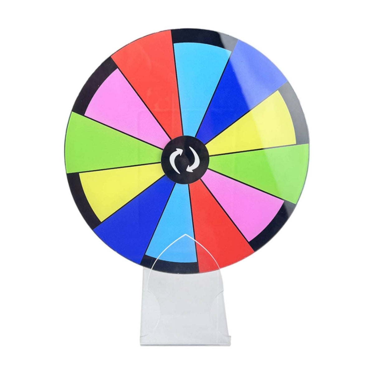 Colored Wedges Tabletop Prize Wheel Black Rim Clear Base Prize Wheel