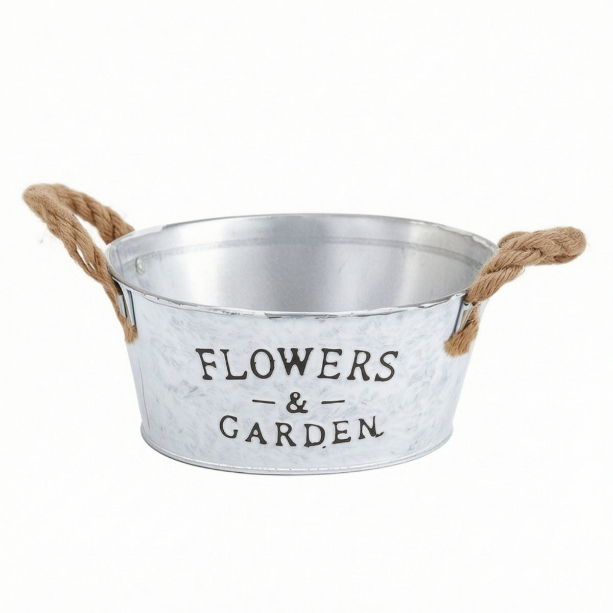 Farmhouse Galvanized Bucket Planter Vintage Metal Flower Pot with Handles White Wash Planter with Rope Handles Lightweight for Balcony, Shelves