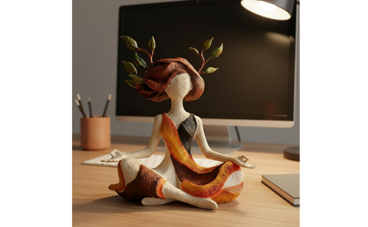 Resin Meditation Lady Ornament Creative Design Abstract Art Sculpture Artisanal