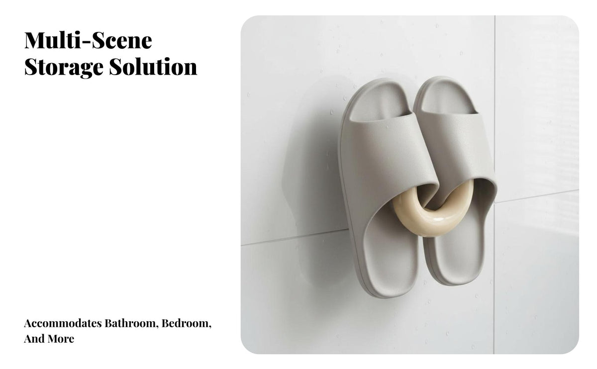 Drillno-Drill U-Shaped Suction Hook Draining Design Slipper Holder Space-Saving Wall Organizer Strong Load-Bearing for Renters, Homeowners, Students, Bathroom, Behind Door, Entryway, Closet
