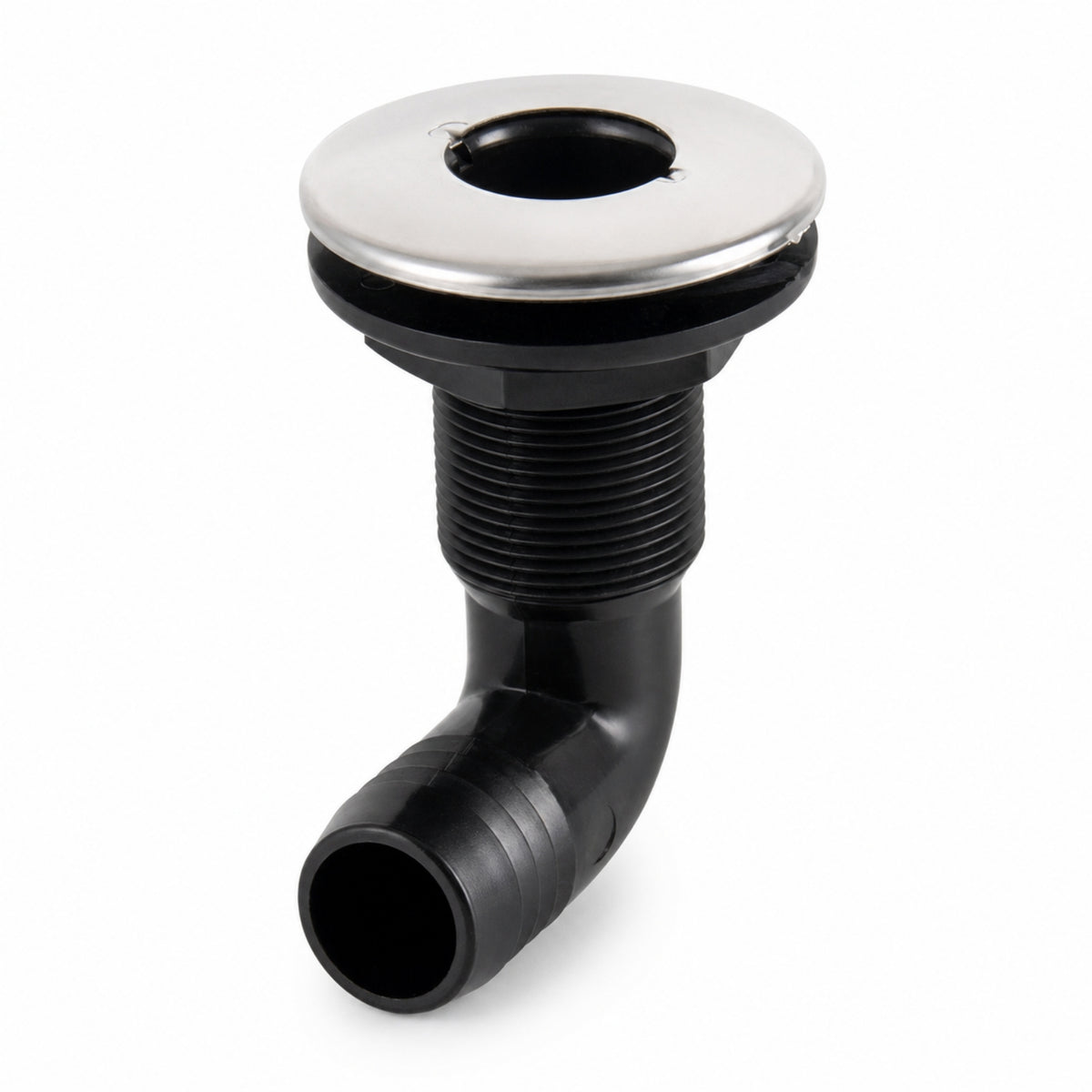 Sleek-Profile Marine Drain Outlet with Hose Barb Compact Boat Drain with Stainless Steel Cap Long-Lasting Thru-Hull Fitting with Hose Barb Long-Lasting for Yacht