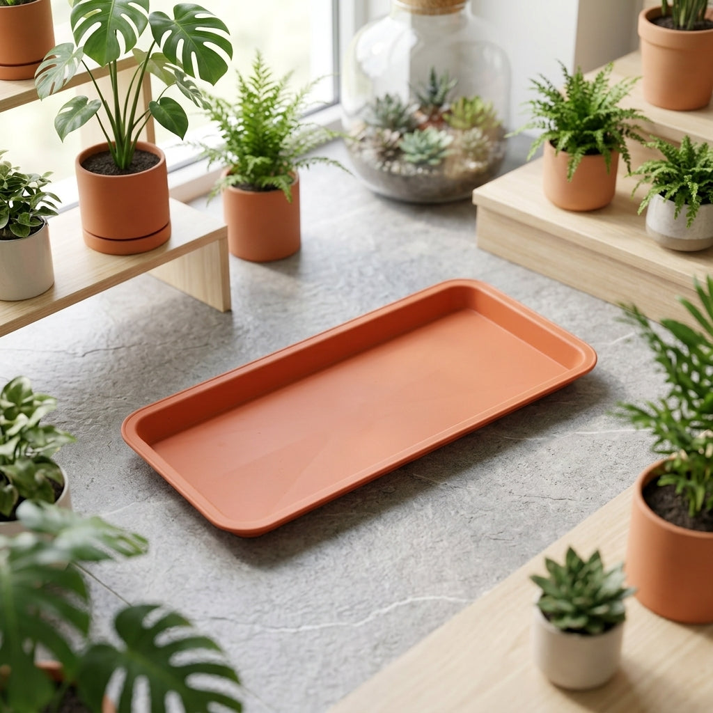 Plant Saucers in Earth Tone, Heavy Duty Drip Tray with contours for Outdoor Plants, Single Pack Catchment Tray and Plant Trays for Garden Use