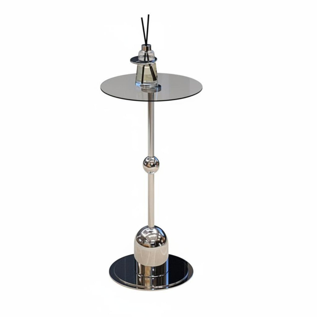 Korean design Round Glass-Top End Table Modern Design Round Glass-Top Pedestal Table Mixed Material Construction Home Furniture Space-Saving for Interior Designers, Homeowners, Renters