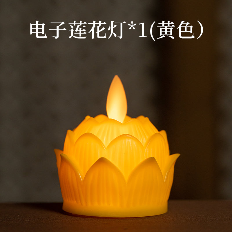 led电子蜡烛灯莲花灯仿真假火焰摇摆供佛长明灯电红色摆件灯新型