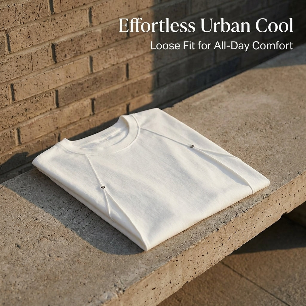 Short Sleeve Shirts Men Loose Fit Summer T-Shirt, Polyester Casual Wear for Adults, Breathable Lightweight Tee for Warm Weather