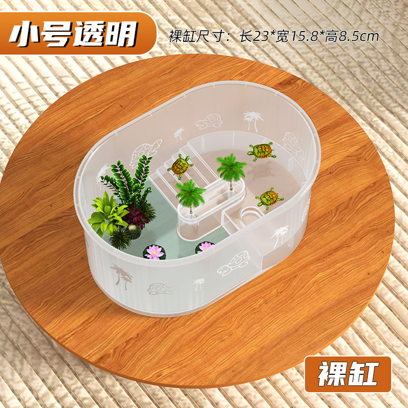 乌龟缸家用小型造景小别墅带晒台内置过滤流水一体养龟生态专用缸