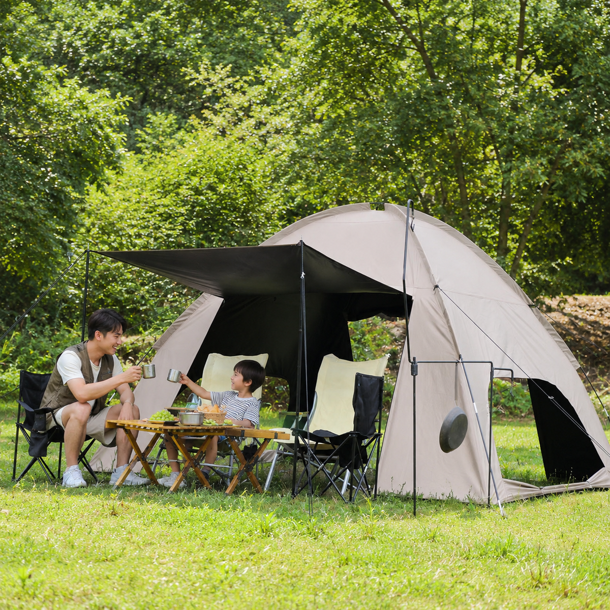 Dome Tent 300*300*210cm Waterproof Camping Tent Glue Coated Glamping