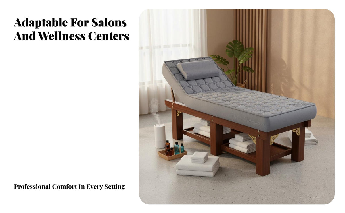 Wooden Massage Bed Versatile Solid Wood Spa Table Thick Padded Cushion Professional Massage Table for Estheticians, Professionals, Beauty Salons