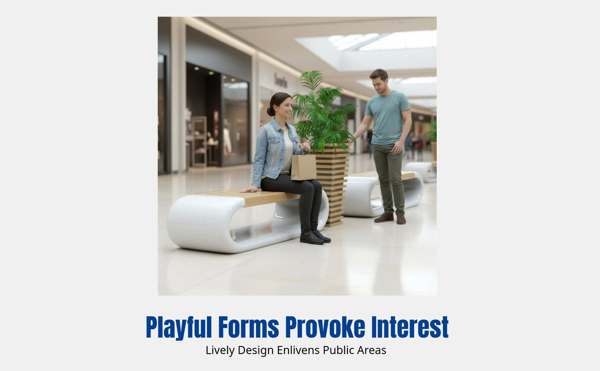 Fiberglass Bench, Modern Public Seating, Creative Art Shape, Commercial Lounge Chair
