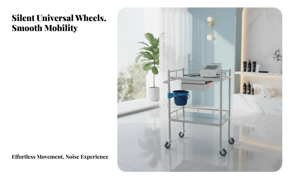 Multifunctional Stainless Steel Medical Trolley Rust-Proof Dressing Change Cart Anti-Corrosive 2-Tier Medical Trolley Lockable Brakes for Beauticians, Laboratory Technicians Artists, Hospital, Medical Center, Laboratoryoratory Oratory, Tooth Care Away Ice