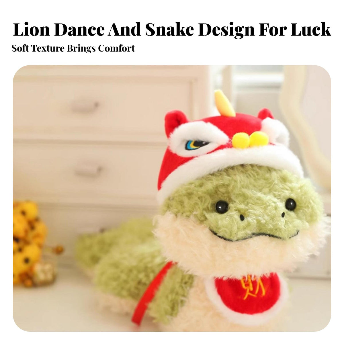 Lion Dance Snake Stuffed Toy Festive Design Chinese New Year Snake Doll Chinese Astrological Stuffed Good Luck Token