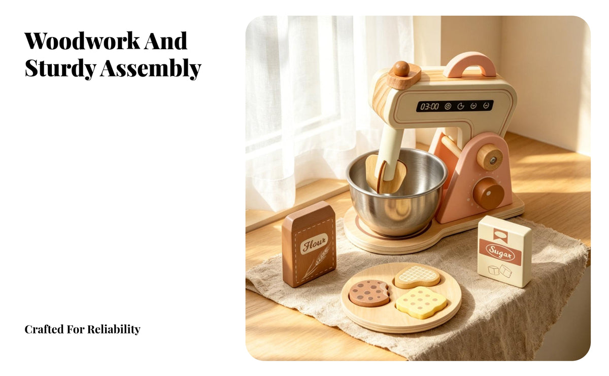 Developmental Wooden Toy Mixer with Bowl