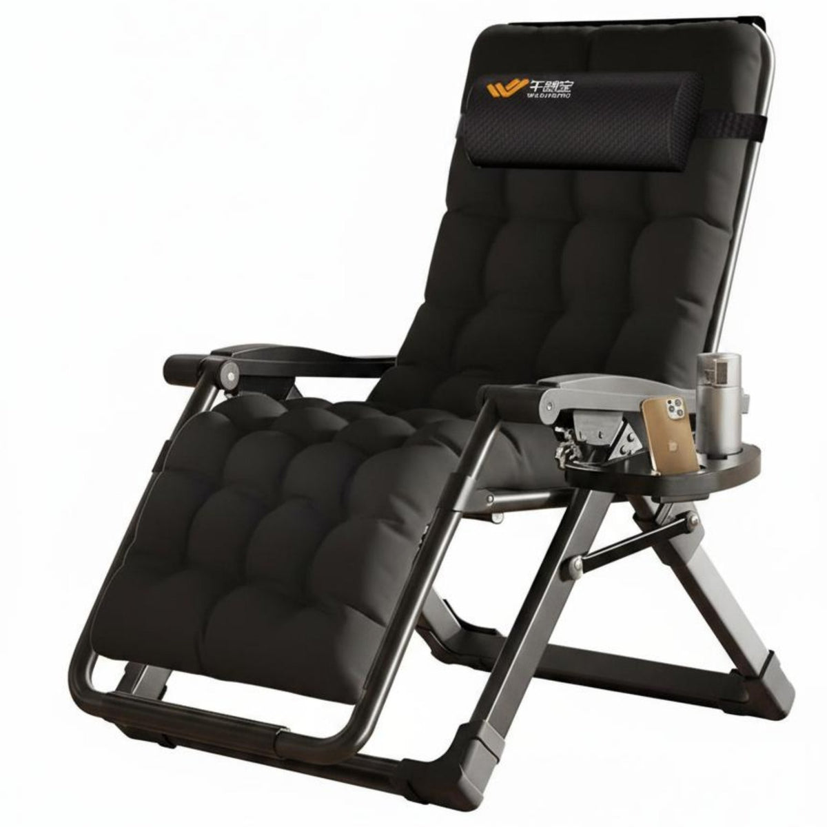 Heavy Duty Folding Recliner Ergonomic Design Adjustable Patio Lounger Detachable Cushion Padded Lounge Chair for Seniors, Balcony, Office