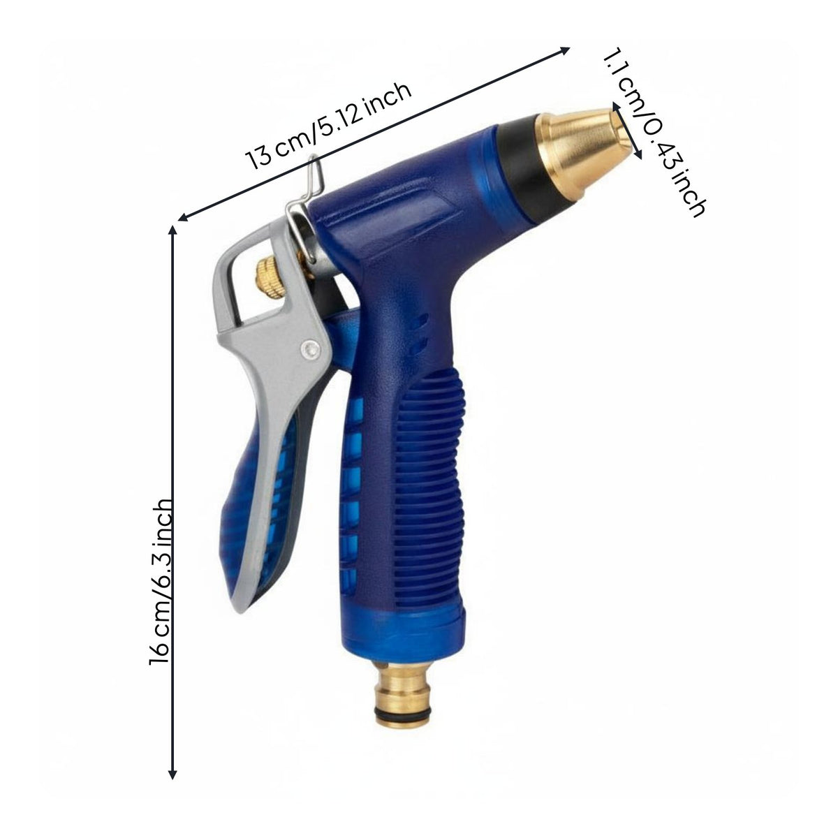 Rust-Proof High Pressure Water Heavy Duty High Pressure Hose Nozzle Non-Slip Grip Metal Car Wash Sprayer Hands-Unrestricted Lock Clip for Gardeners, Window Washing