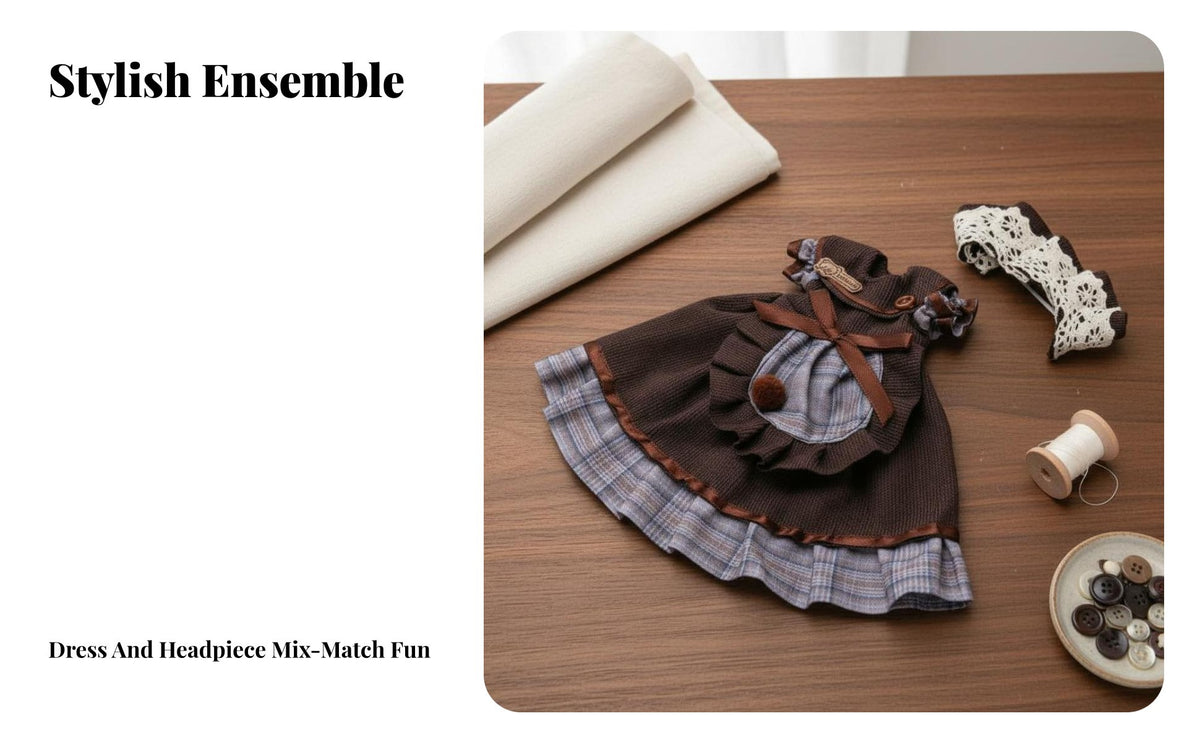 1/6 Scale Doll Clothes Includes Headpiece BJD Doll Outfit Layered Design BJD Clothing Set