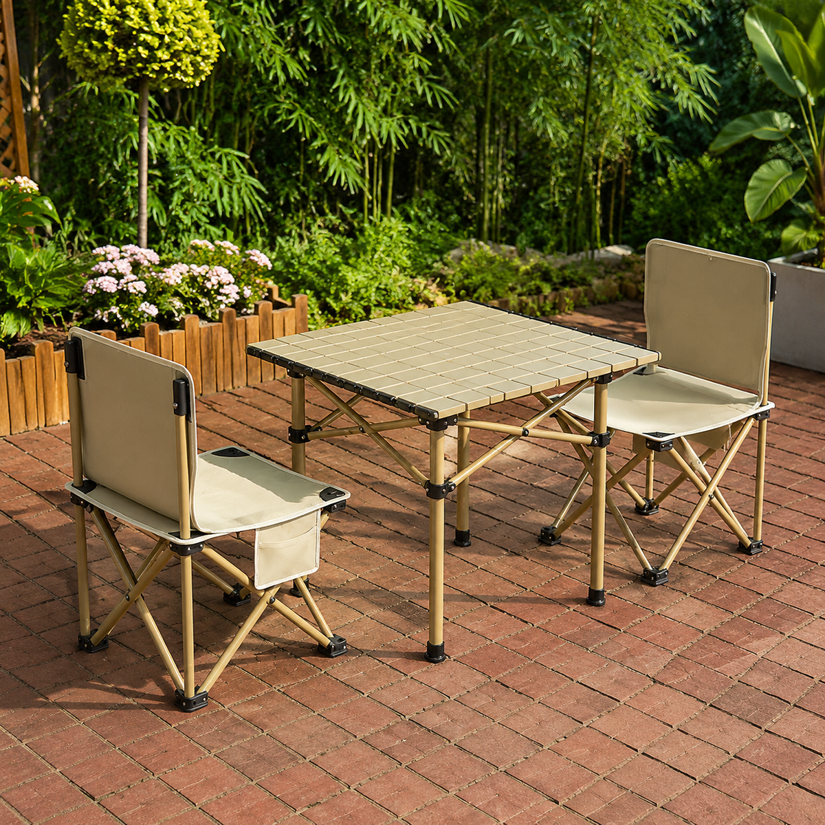 folding camping table and chairs set