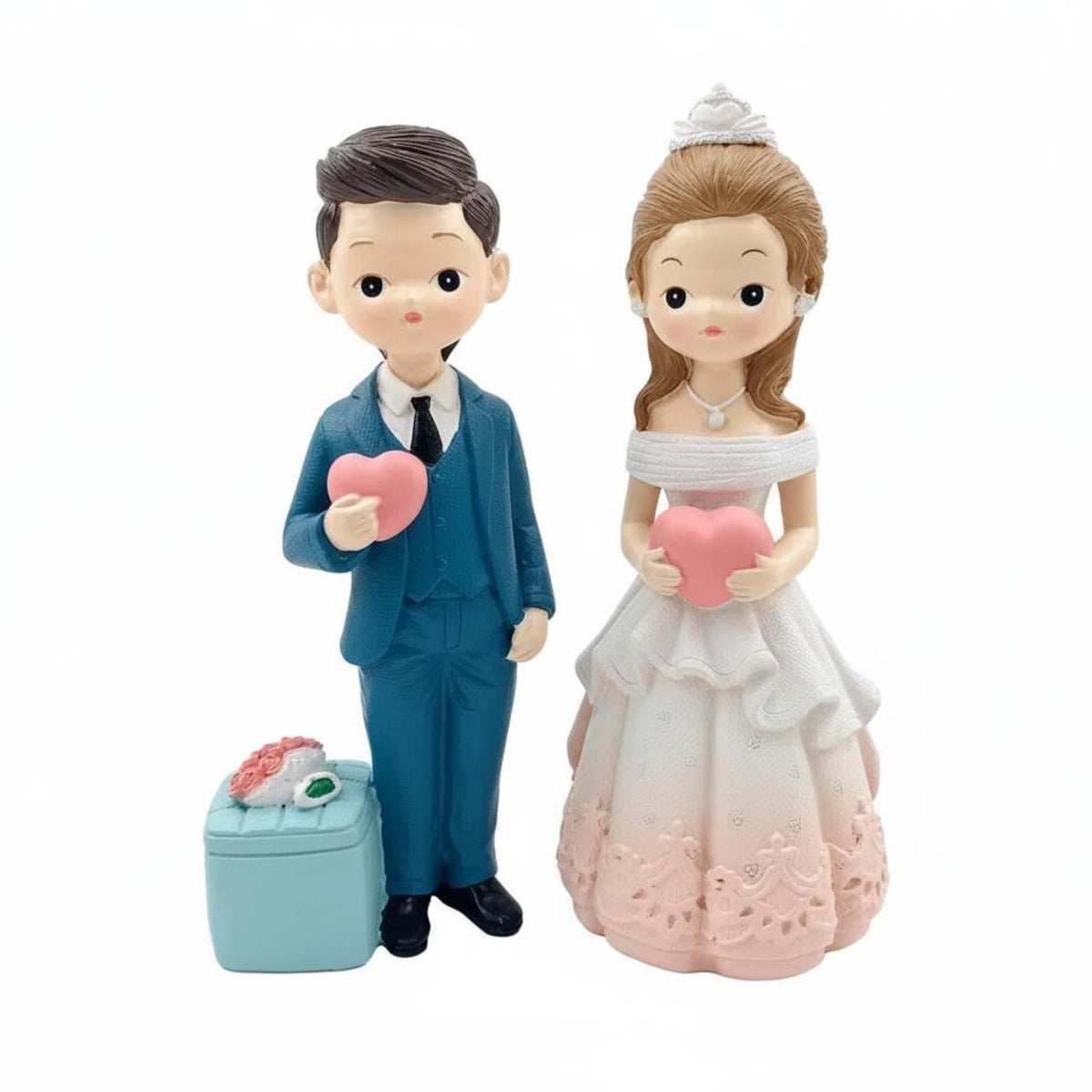 Creative Design Bride and Groom Figurine Detailed Craftsmanship Newlywed Couple Figures Cute Cartoon Design for Anniversary, Bridal Shower