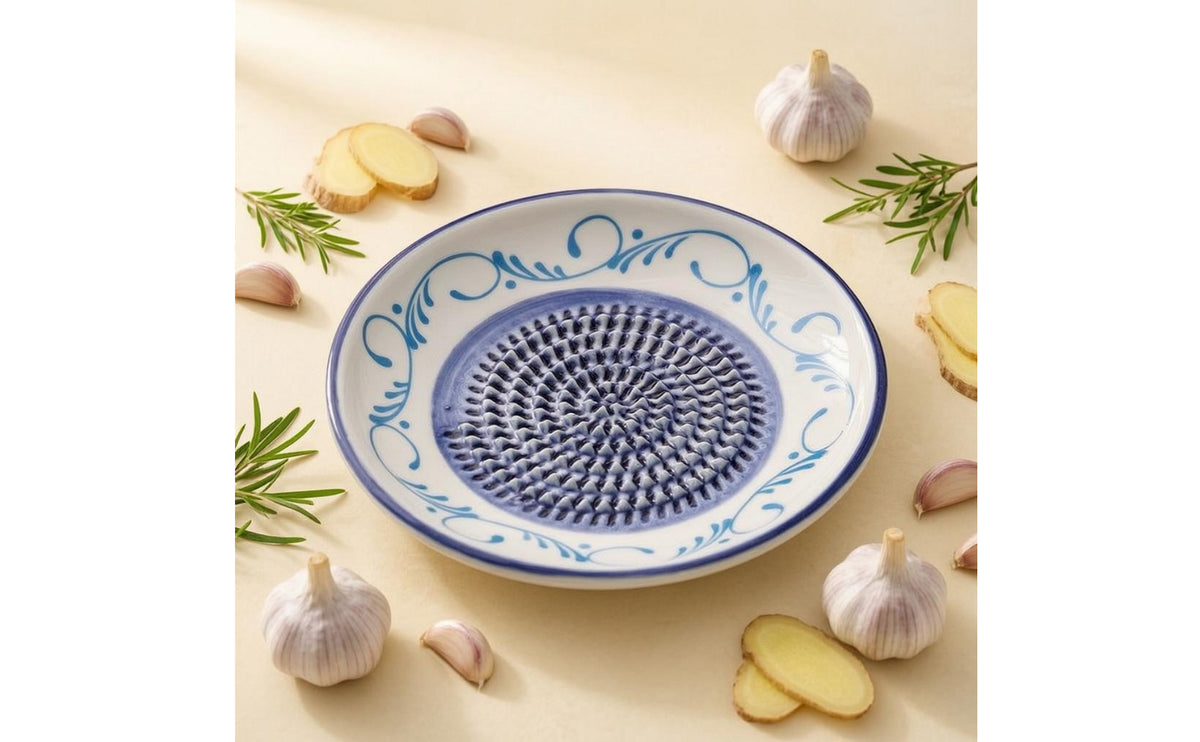 Ceramic Ginger Grater Plate Textured Center Ceramic Grinding Plate Glazed Finish