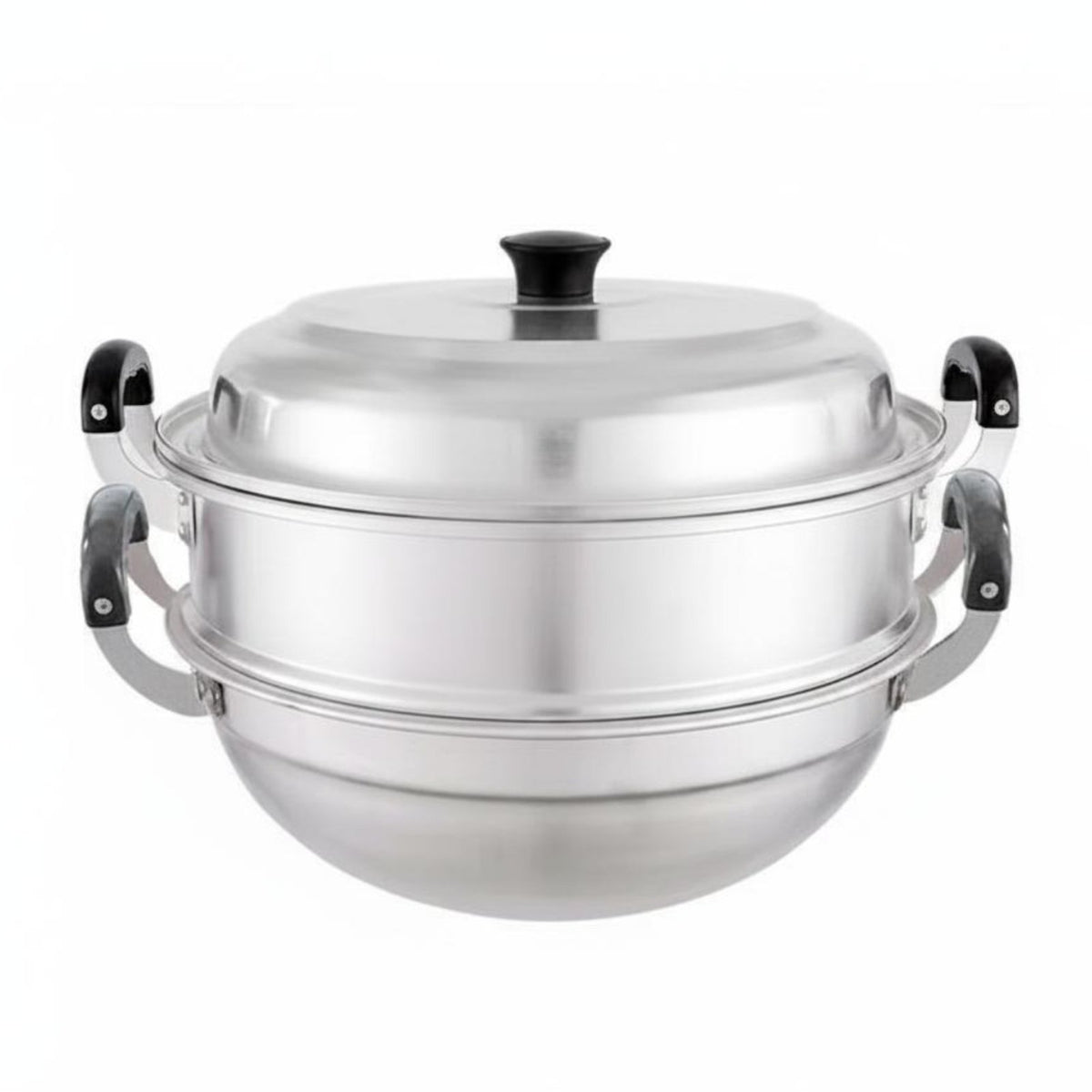 Aluminum Steamer Pot with Insert Uncoated Round Bottom Stockpot Large Capacity Kitchen Cookware For