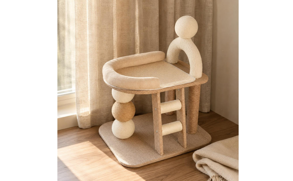 Cat Scratching Surface Bed Compact Cat Climbing Frame Space-Saving Pet Furnishings for Small Apartment