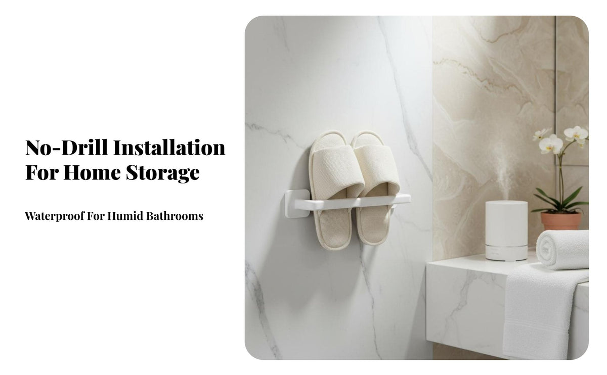 Wall Mounted Slipper Rack Drill Washroom Shoe Organizer Space-Saving Wall Mounted Shoe Rack for Renters, Homeowners, Bedroom, Closet, Behind Door