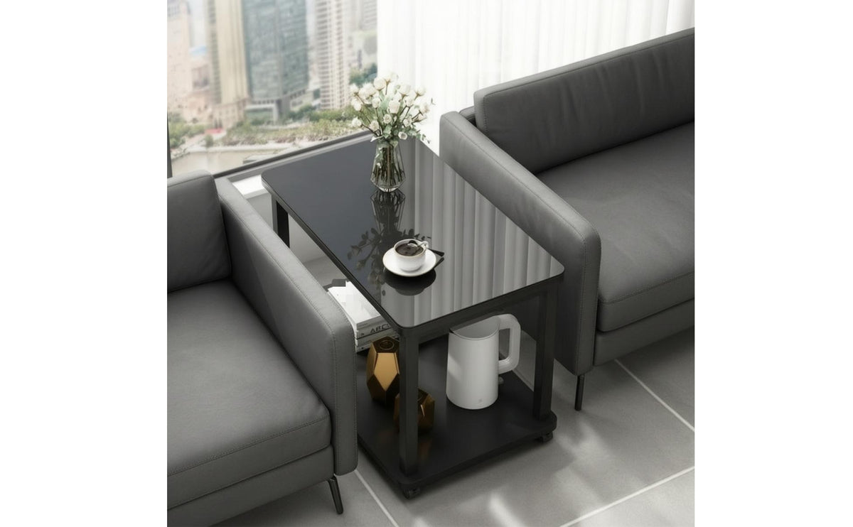Mobile Side Table Small-Space Side Table with Wheels Compact Furniture for Living Room, Office