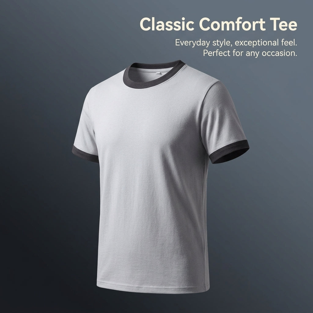Short Sleeve Shirts Men Crew Neck T-Shirt, Loose Fit Casual Wear for Summer, Moisture Wicking Round Tee, 200g Weight