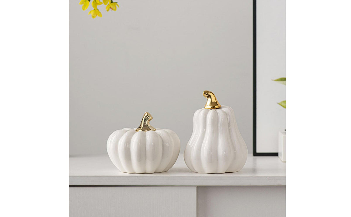Imitation Pumpkin Figurine Easy to Smooth Ceramic Pumpkin Statue Reusable Table Ornament for Tabletop, Halloween