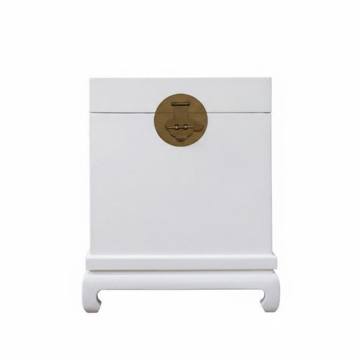 Chinese Design Clasp Trunk Antique Look Side Table with Storage Distressed Finish Two-in-One Function for Homeowners, Bedroom