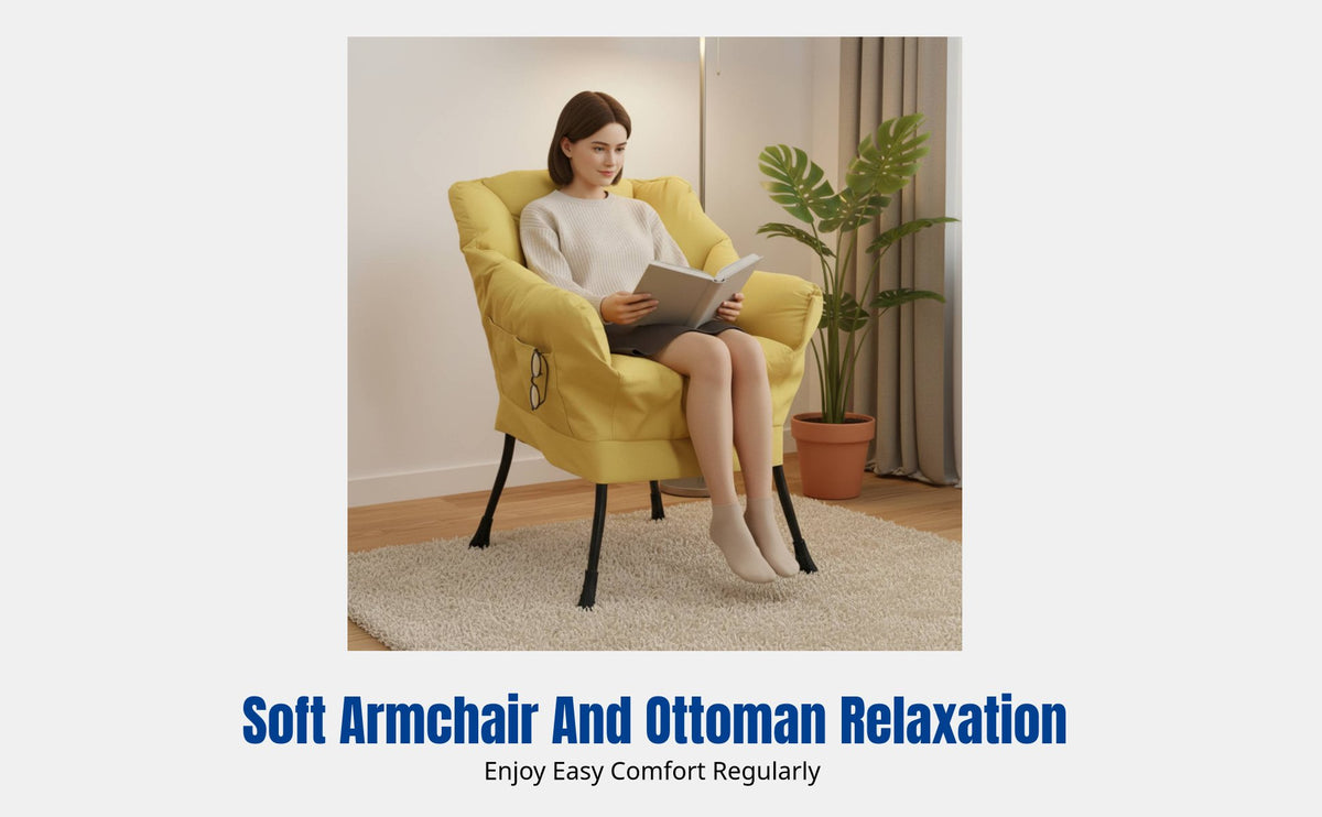 Lazy Sofa Chair, Single Seat, Modern Soft Recliner, Removable Cover, for Dorm, Bedroom, Balcony