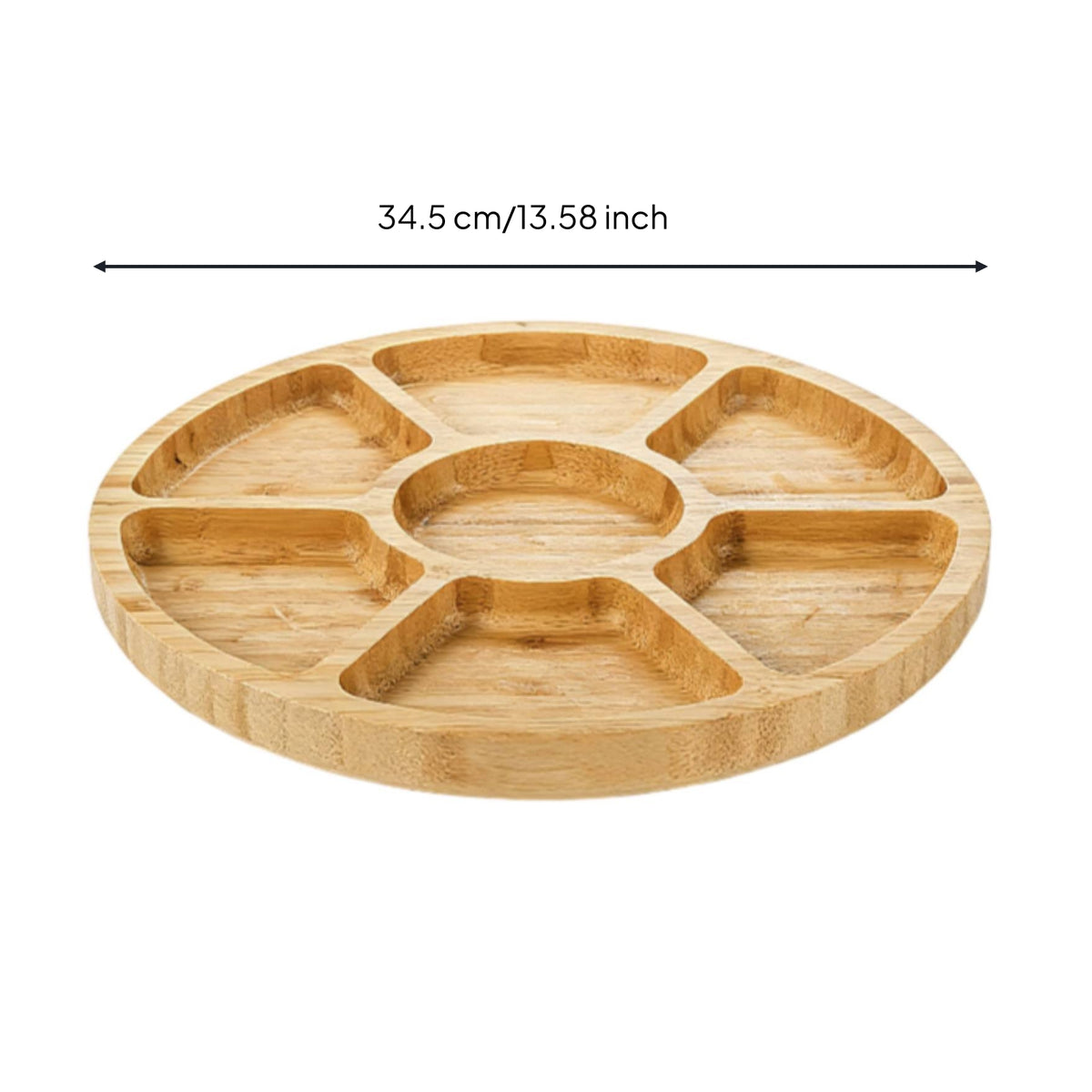 Charcuterie Board with Compartments Round Serving Board with Compartments Divided Serving Platter Multi-Compartment Elegant