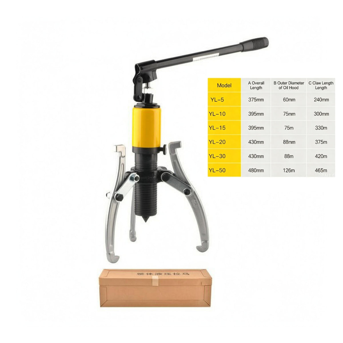 Hydraulic Puller Adjustable Grips Three-Jaw Puller Sealing Washer Included Removal Tool