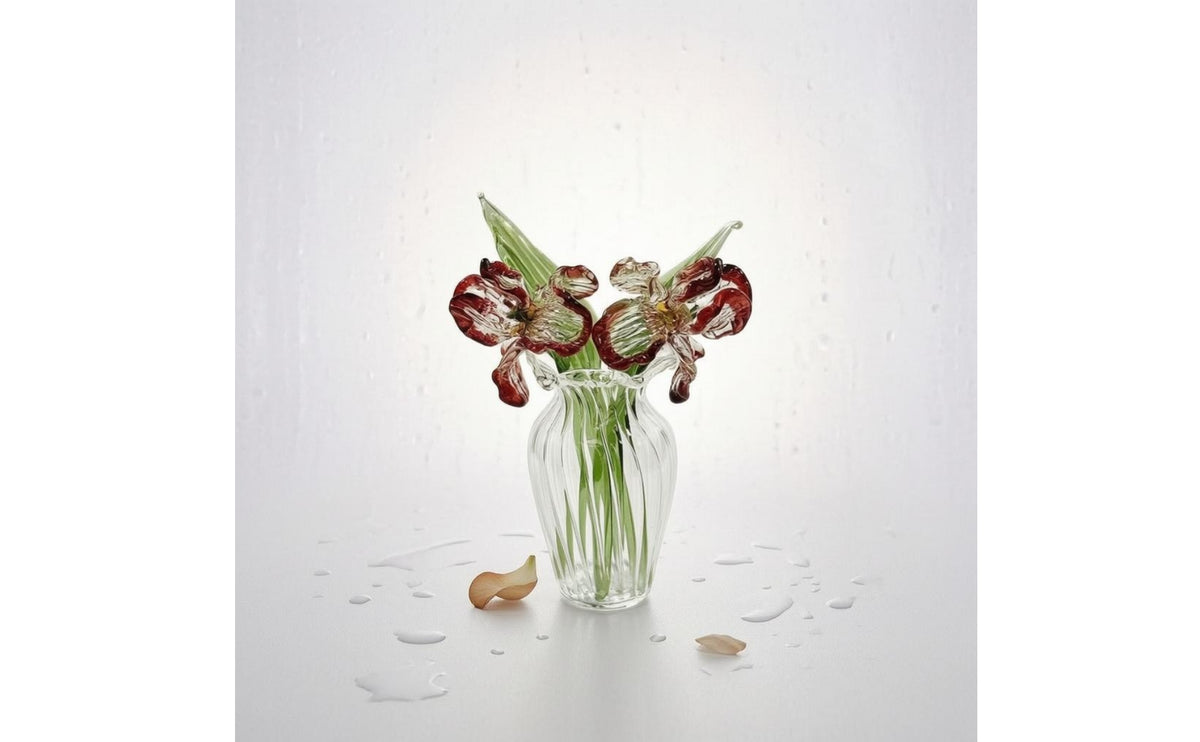 Artificial Flowers Vase Indoor Clear Glass Vase Handcrafted for Home