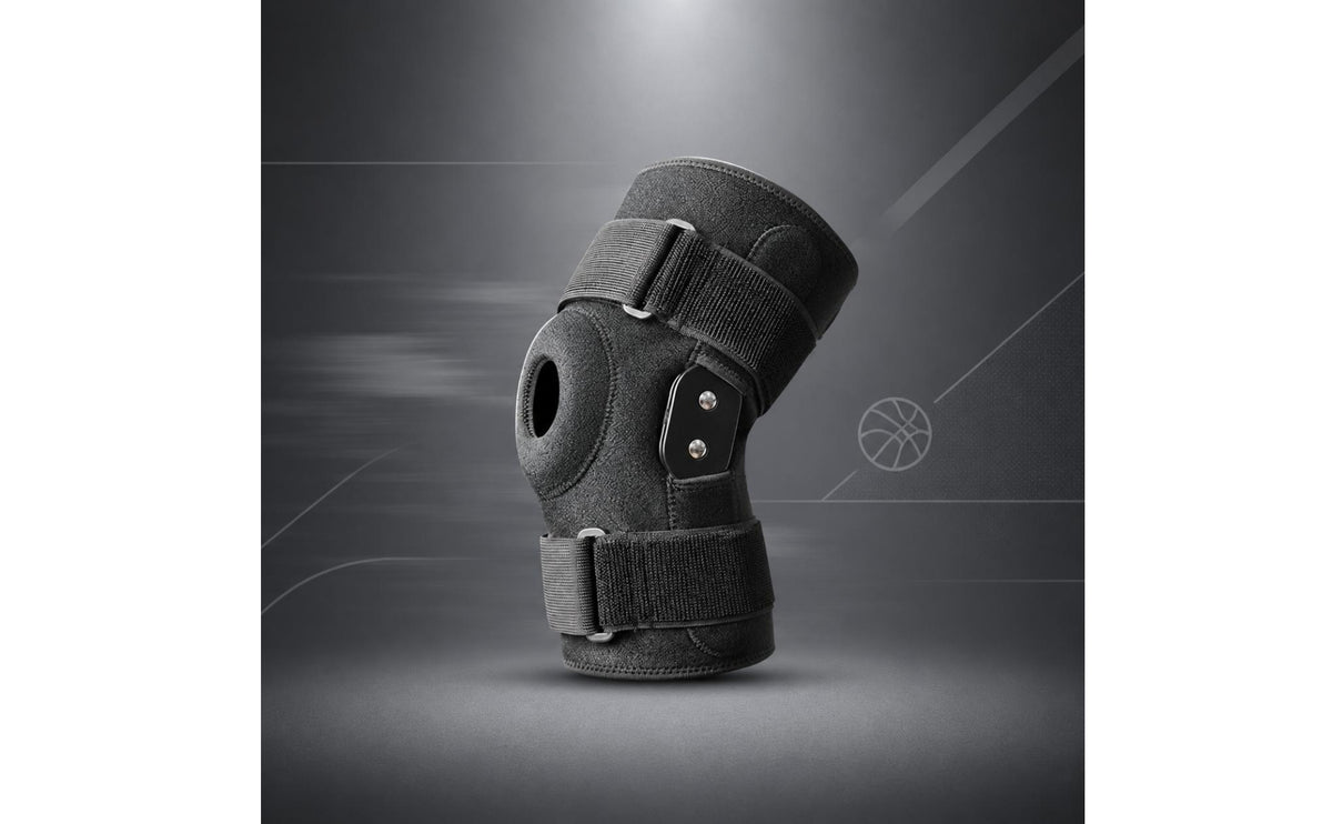 Hook-and-Loop Cutout Patella Knee Brace Textured Enveloping Knee Brace Compression