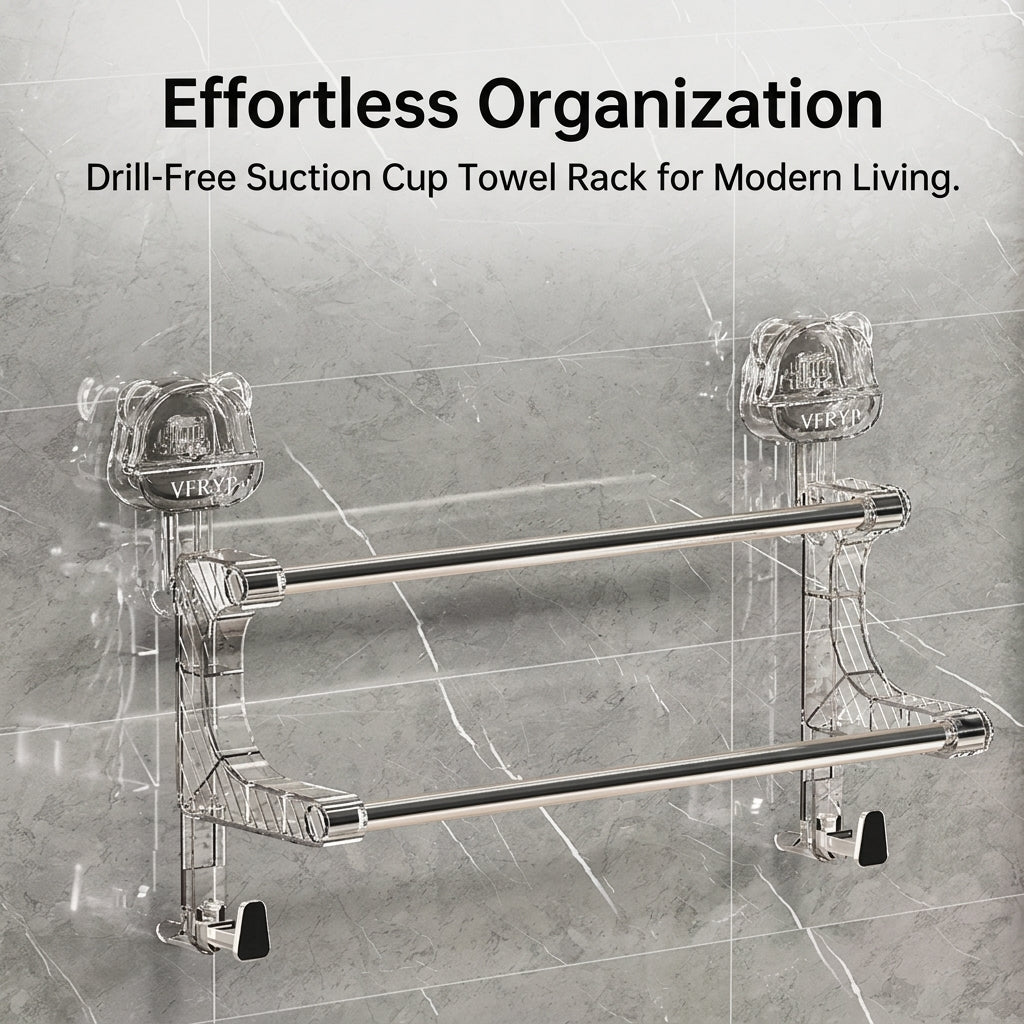 Closet and Bathroom Towel Bar with Hanging Rack, Stainless Steel Double Bar Wall Mounted Design for Apartment Living