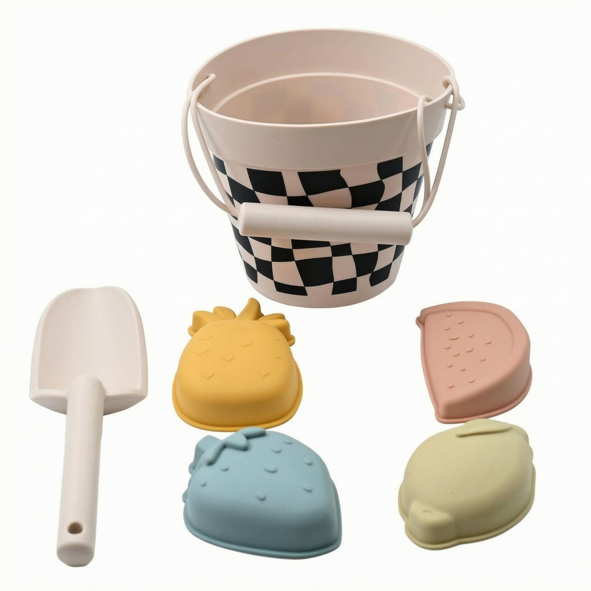Matte Finish Silicone Beach Toy Set Raised Details Sand Pail and Shovel Set Molded Silicone Beach Toys Easy to Clean for Children, Water Play
