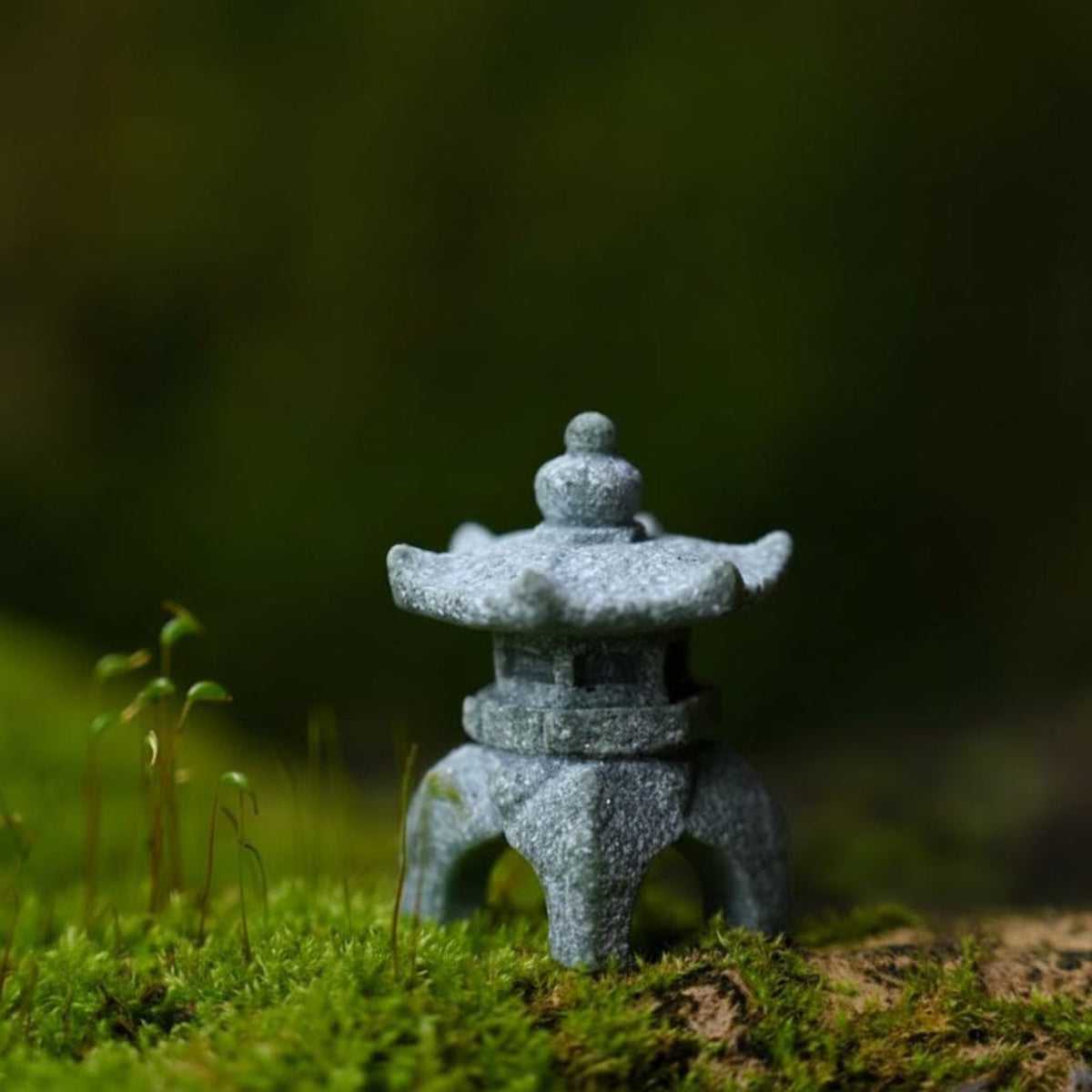 Miniature Chinese Pavilion and Stone Lantern Decor