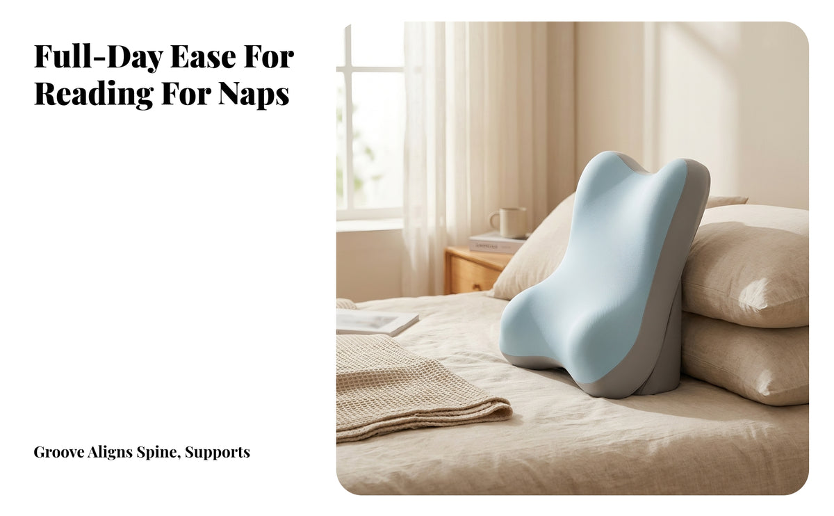Breathable Bed Backrest Cushion Cooling Reading Pillow Ergonomic Memory Foam Backrest Supportive for Readers, Students, Sofa, Floor