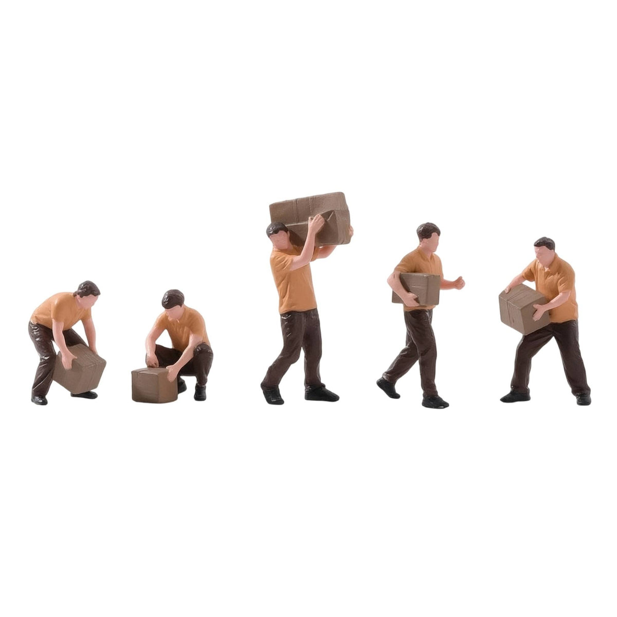 5 Pieces 1/64 Miniature Courier Figurines Authentic Delivery Figures with Boxes Tiny Courier Figure for Collectors, Model Scenes, Truck Displays