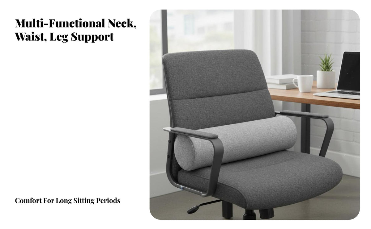 Multi-Purpose Cylindrical Pillow Breathable Material Sofa Headrest Pillow High-Resilience Foam Support Roll Minimalist Design for Office Workers, Side Sleepers, Living Room, Reading Nook, Bedroom, Travel