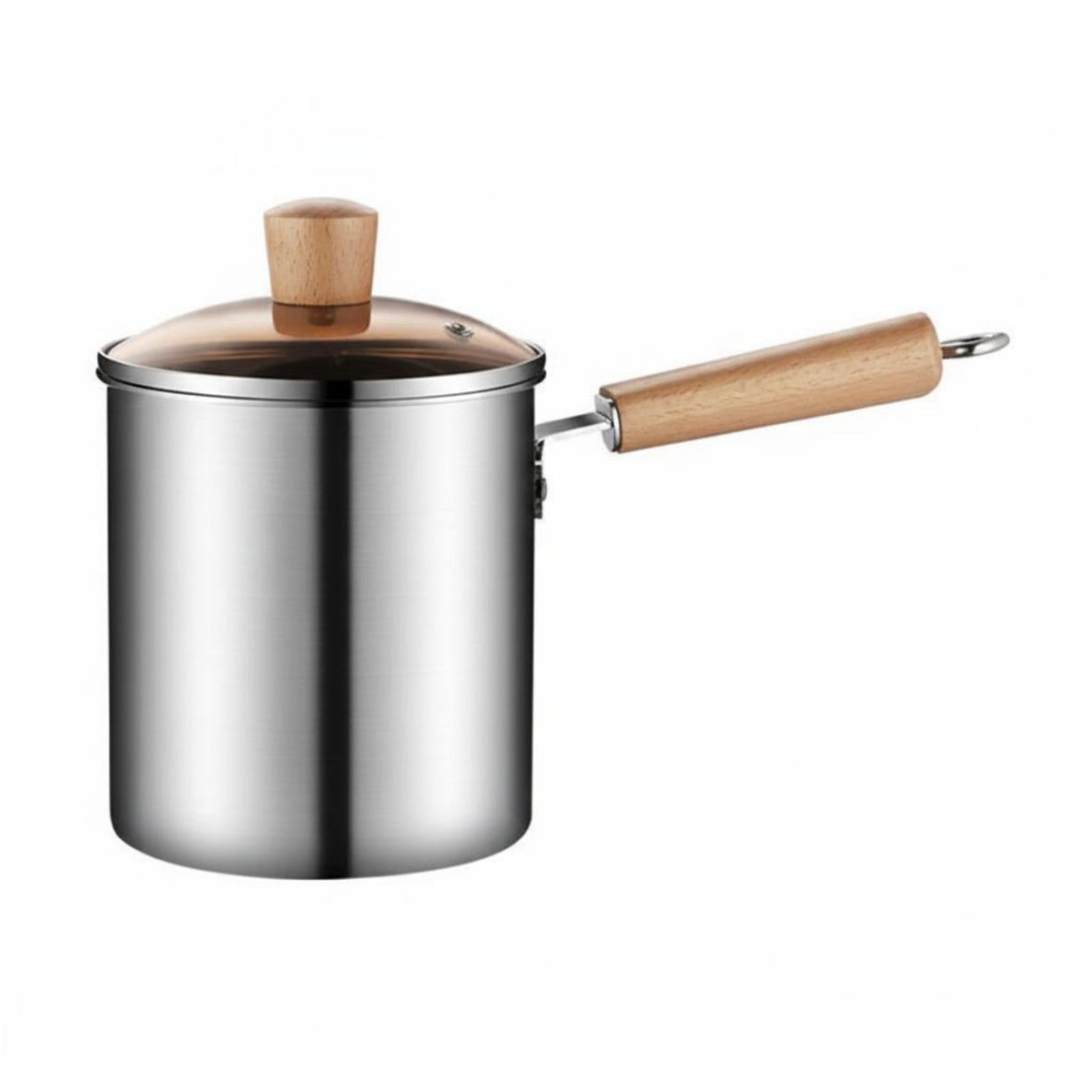 Small Household Deep Fryer Pot Wooden Handle Deep Frying Pot Easy to Clean Cookware for Home Kitchen