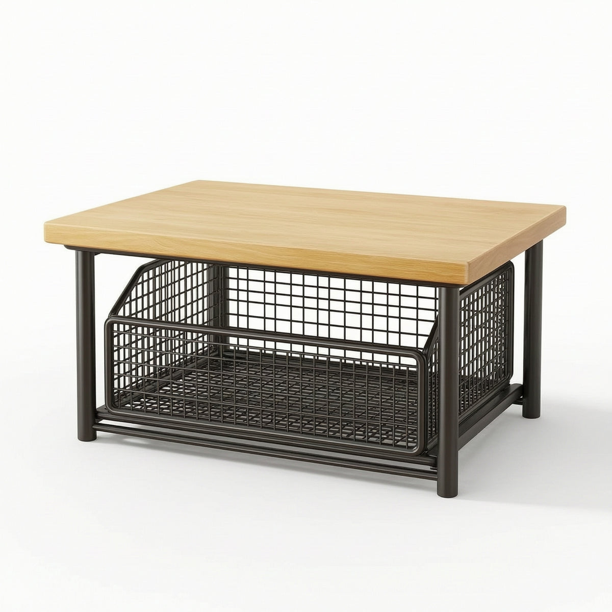 Countertop Organizer with Wire Basket Space Saving Storage Rack Heavy Duty Countertop Riser with Shelf for Office Breakroom