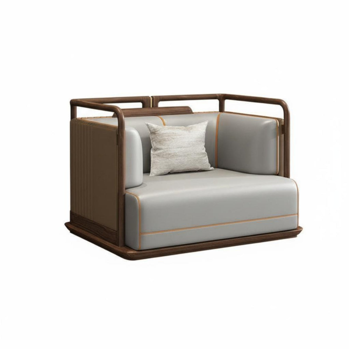 New Chinese aesthetic 3-Seater Wooden Frame Sofa Leather Upholstery 3-Seater Sofa Luxurious Design Living Room Seating Minimalist Aesthetic for Homeowners, Interior Designers, Apartment Dwellers, Villa, Reception Area, Lobby, Bedroom