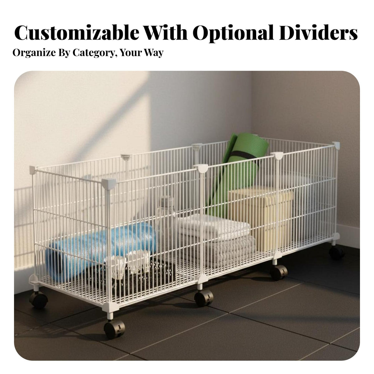 Sports Equipment Storage Cart Locking Casters Sports Gear Organizer Rack Rolling Gym Equipment Carrier Rust-Resistant