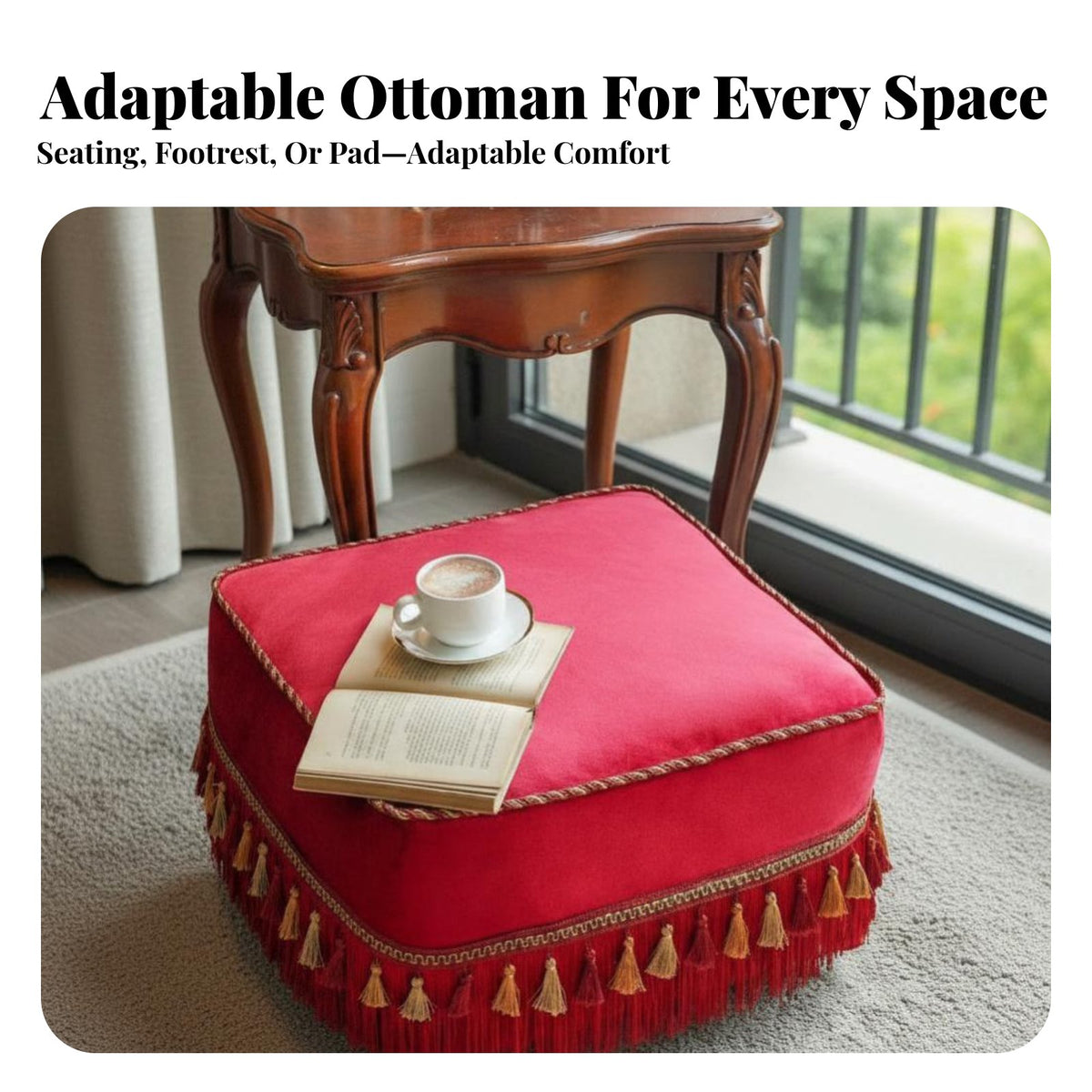 Removable and launderable Round Tufted Floor Pillow timeless Design Round Pouf Seat Thickly Padded Household Seating Soft Texture for Meditators, fitness Practitioners, literature corner, Balcony, Living Room, Meditation Space