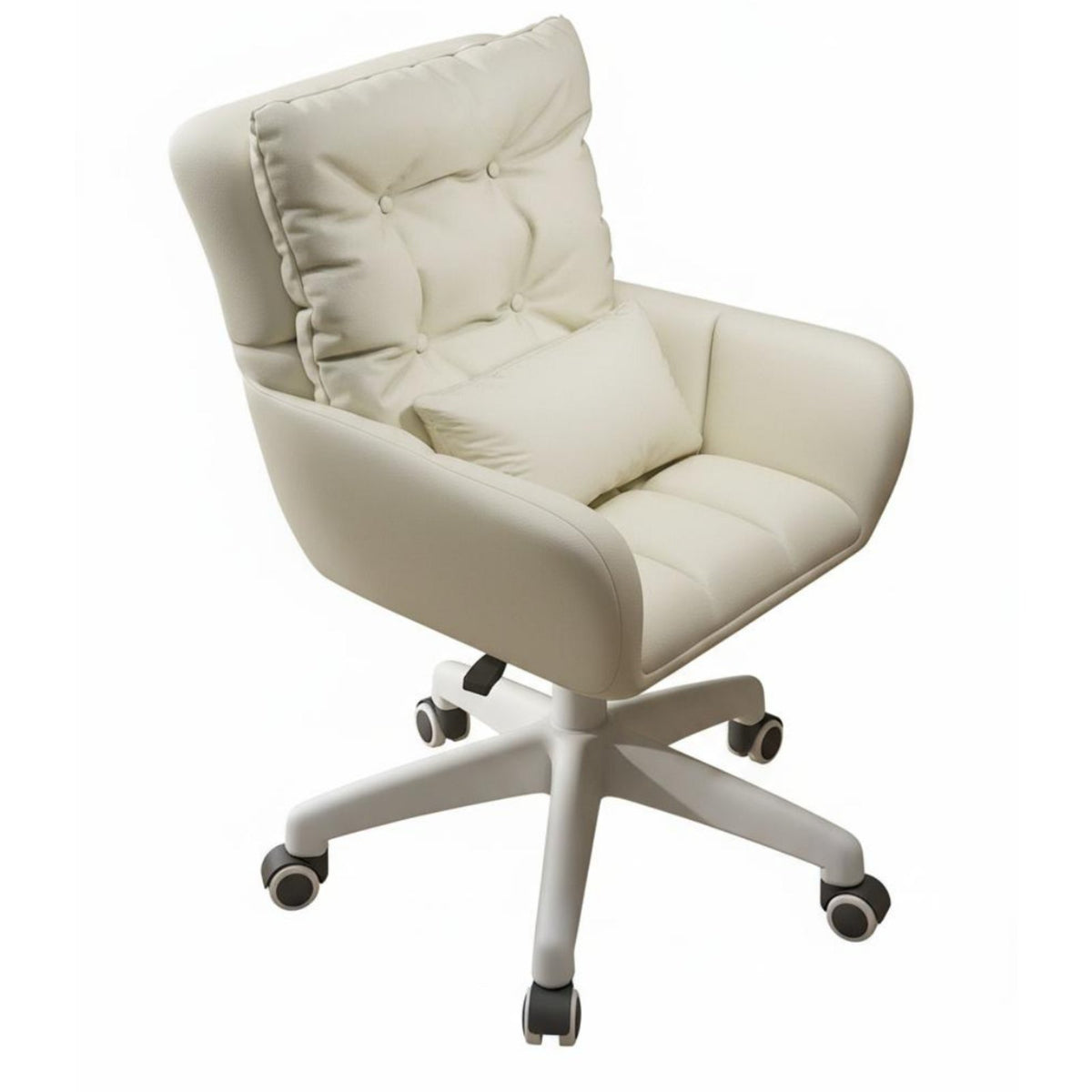 Adjustable Height Upholstered Task Chair 360° Swivel Rolling Seat High-Density Foam Cushion Office Seating Luxuriously Soft Cushioning for Students, Women, Adults, Dorm Room, Bedroom, Vanity Area