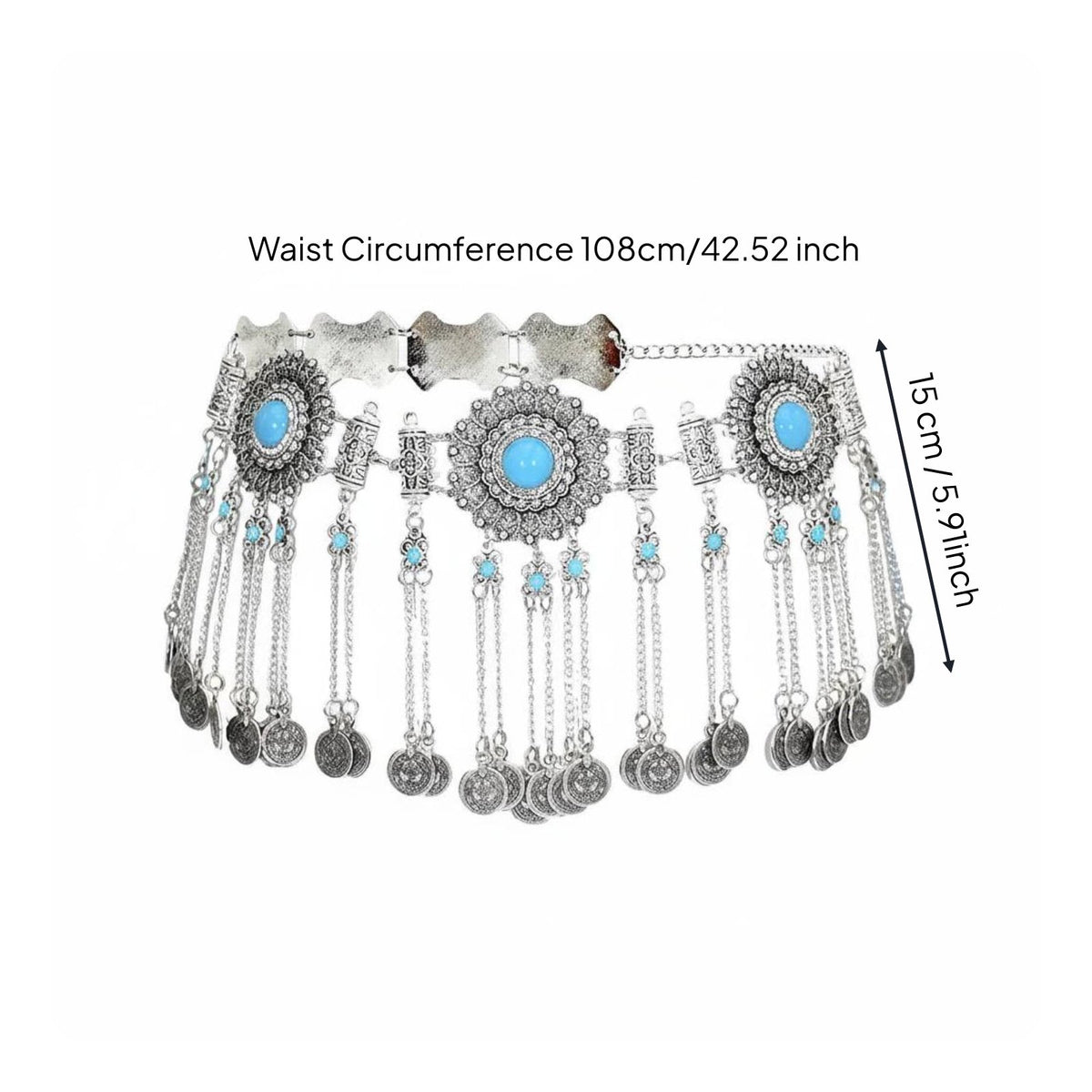 Exotic Flair Ethnic Design Belly Dance Belt Bohemian Coin Belly Chain Fashion Accessory for Beach